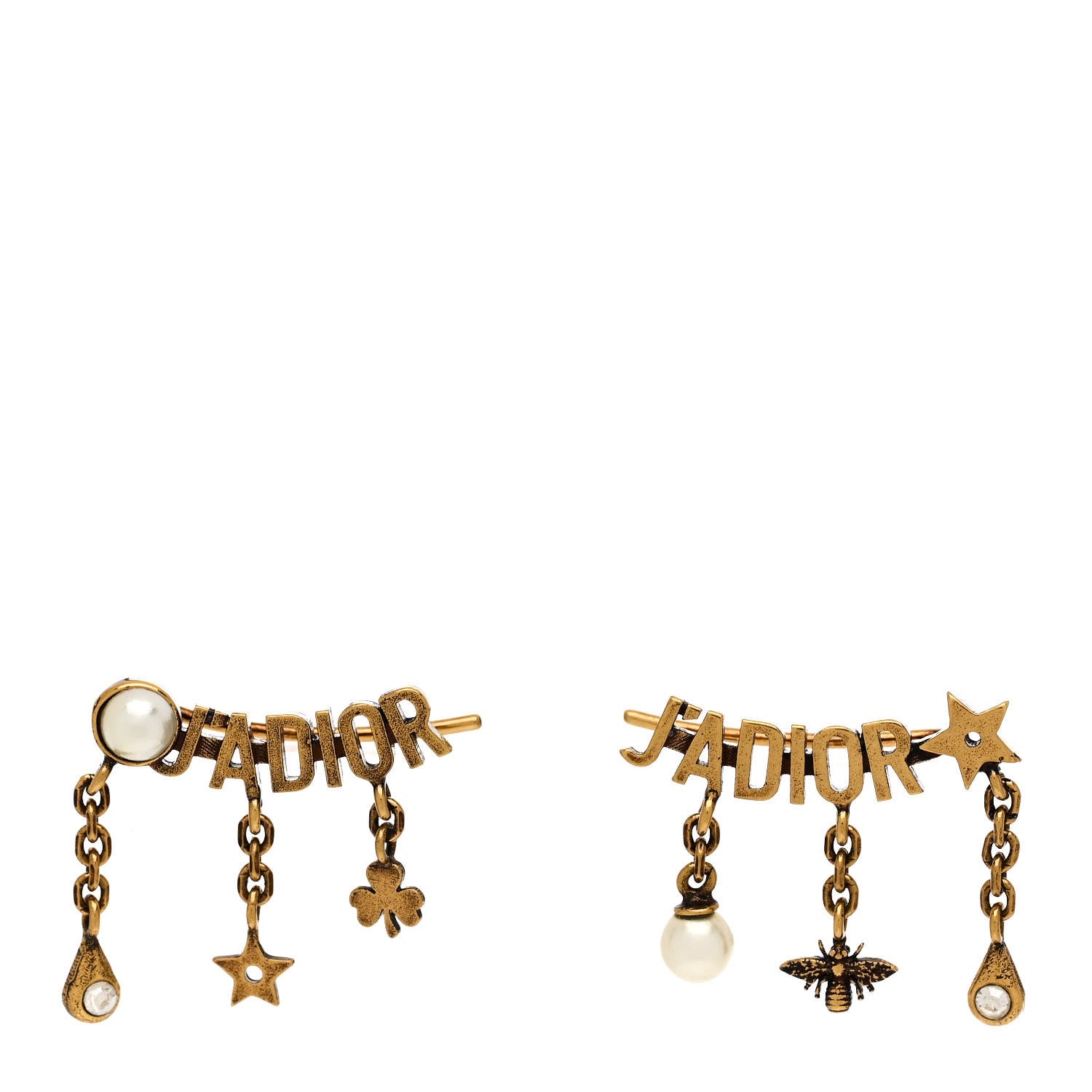Christian Dior Pearl Crystal J'Adior Earrings Aged Gold 1 of 3