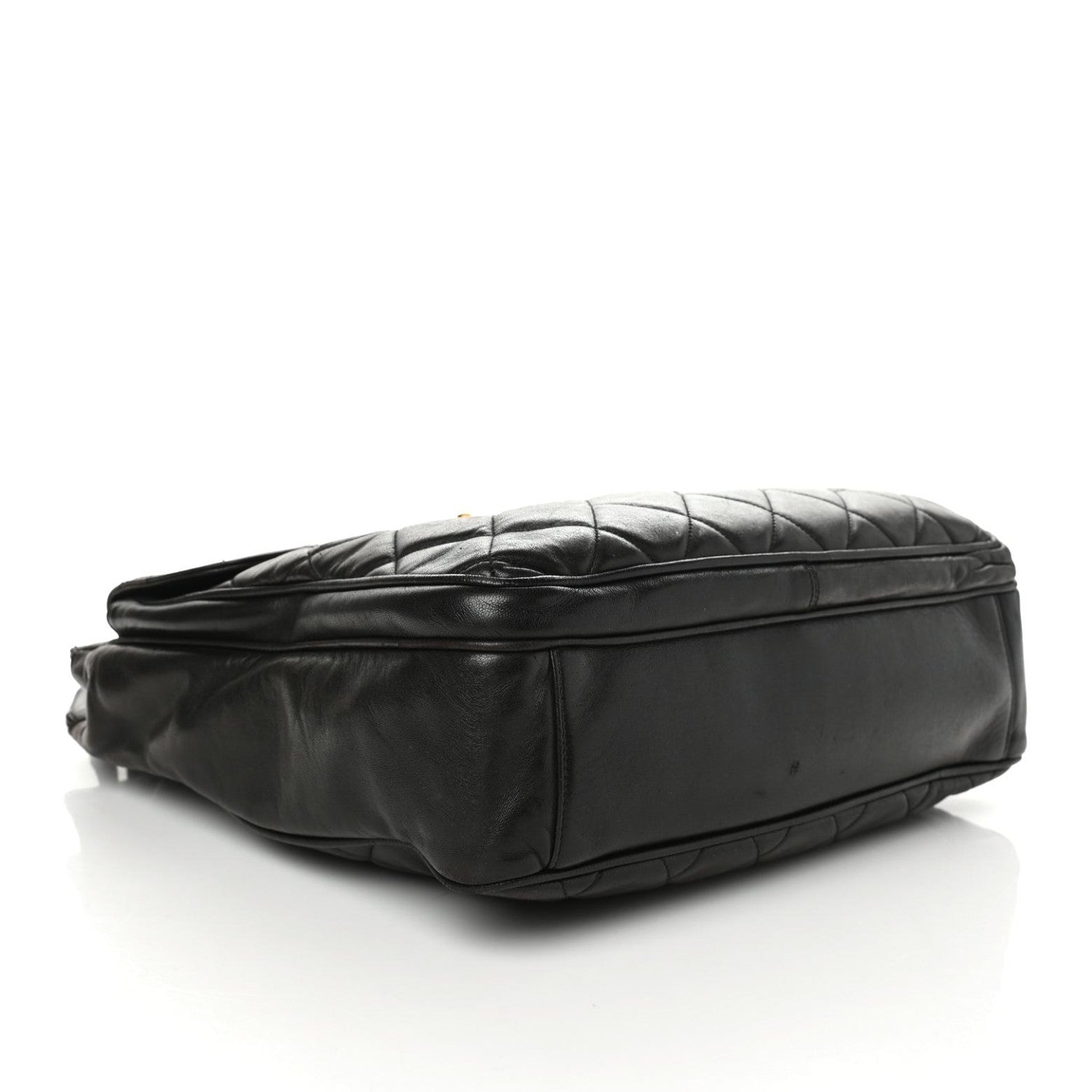 Chanel Lambskin Quilted Front Pocket Shopping Tote Black 4 of 9