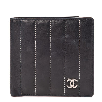 Chanel Lambskin Vertical Quilted Mademoiselle Bi-Fold Wallet Black 1 of 11
