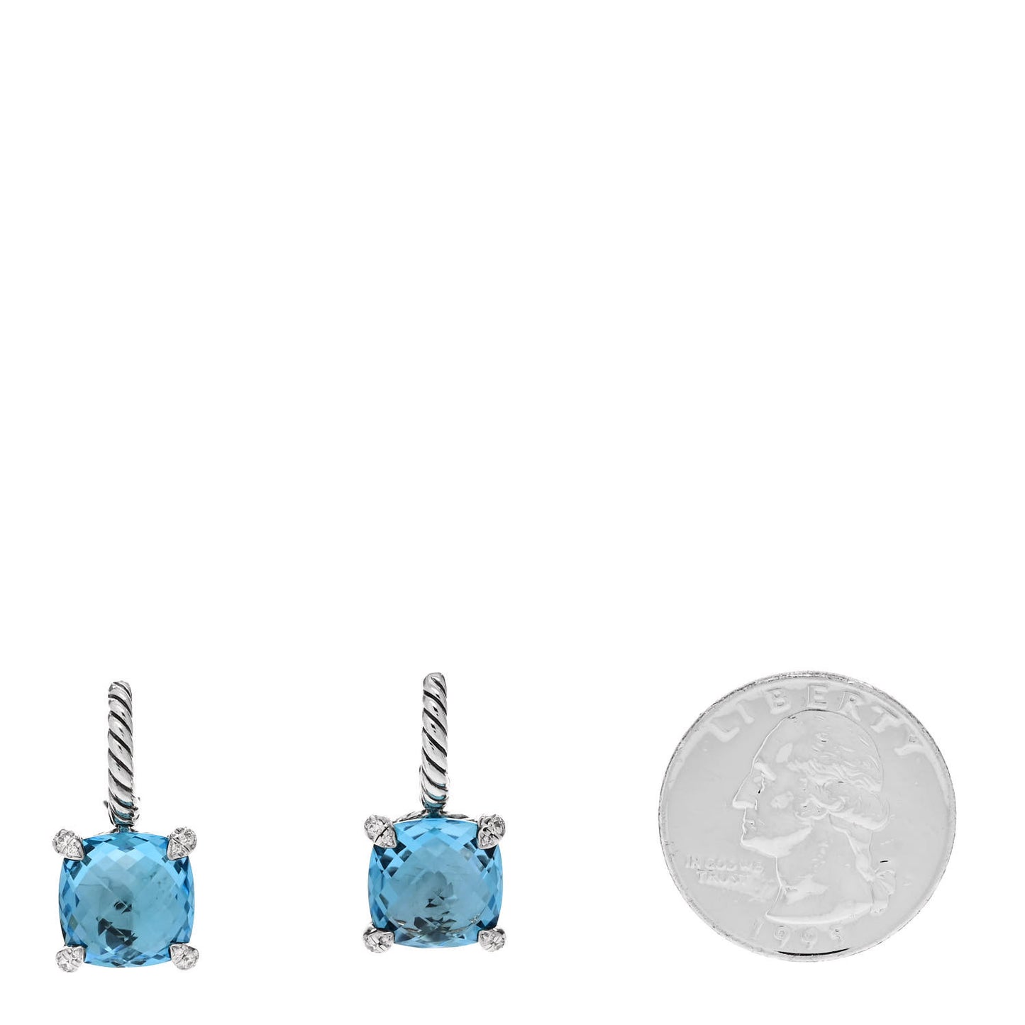 Sterling Silver Blue Topaz Diamond Chatelaine Drop Earrings