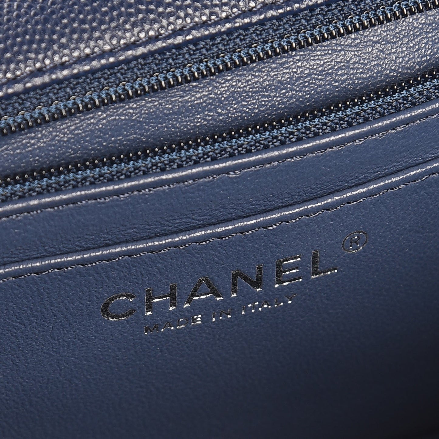 Caviar Quilted Mini Rectangular Flap Navy