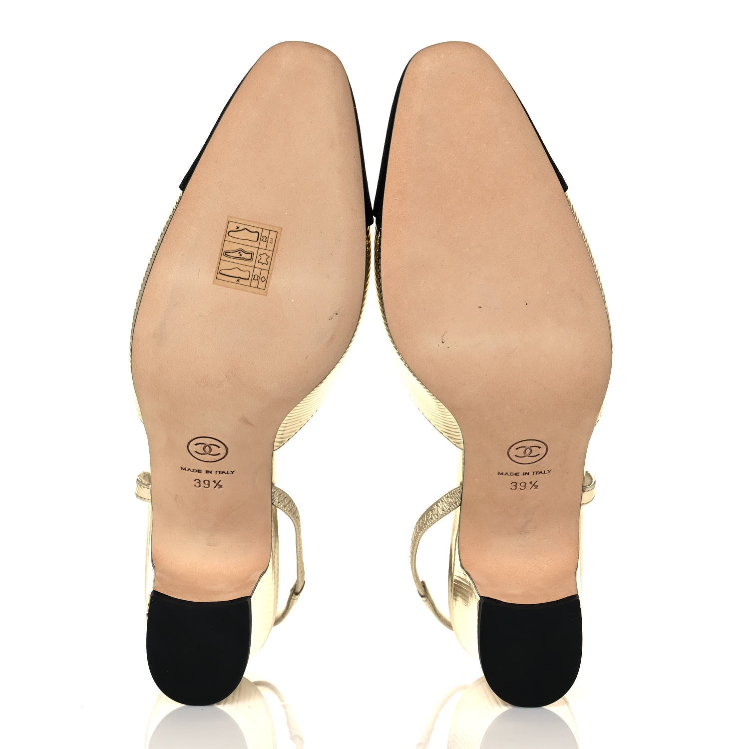 Chanel Metallic Cap Toe CC Slingback Sandals 39.5 Gold Black 5 of 7