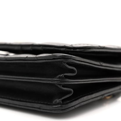 Chanel Lambskin Quilted Mini Camellia Bow Wallet On Chain WOC Black 10 of 12