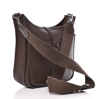 Hermes Taurillon Clemence Evelyne III PM Chocolate 3 of 16