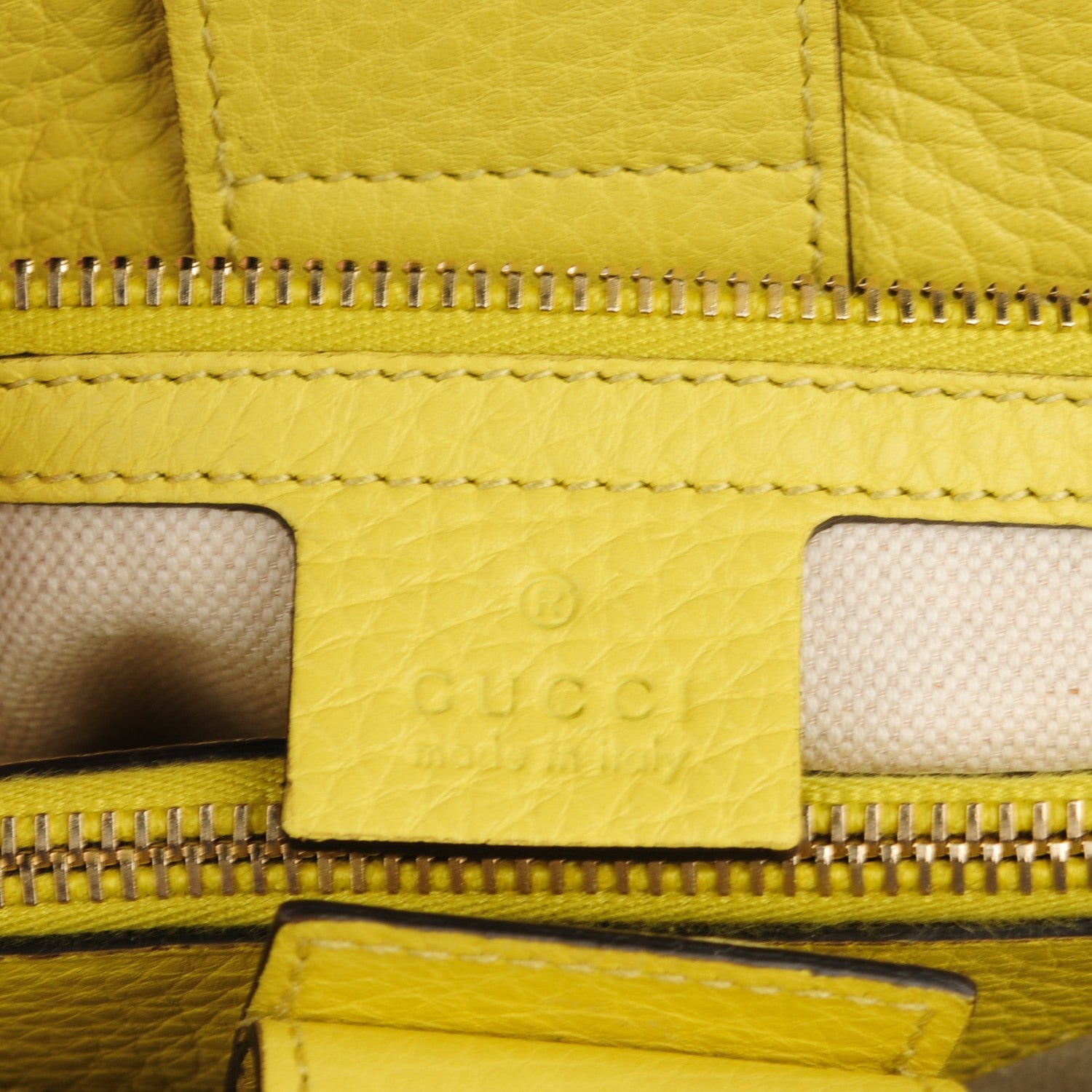 Gucci Pebbled Calfskin Medium Bamboo Shopper Tote Citrus 7 of 8