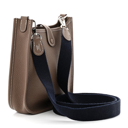 Hermes Taurillon Clemence Amazone Evelyne TPM Etoupe Bleu Indigo 3 of 14
