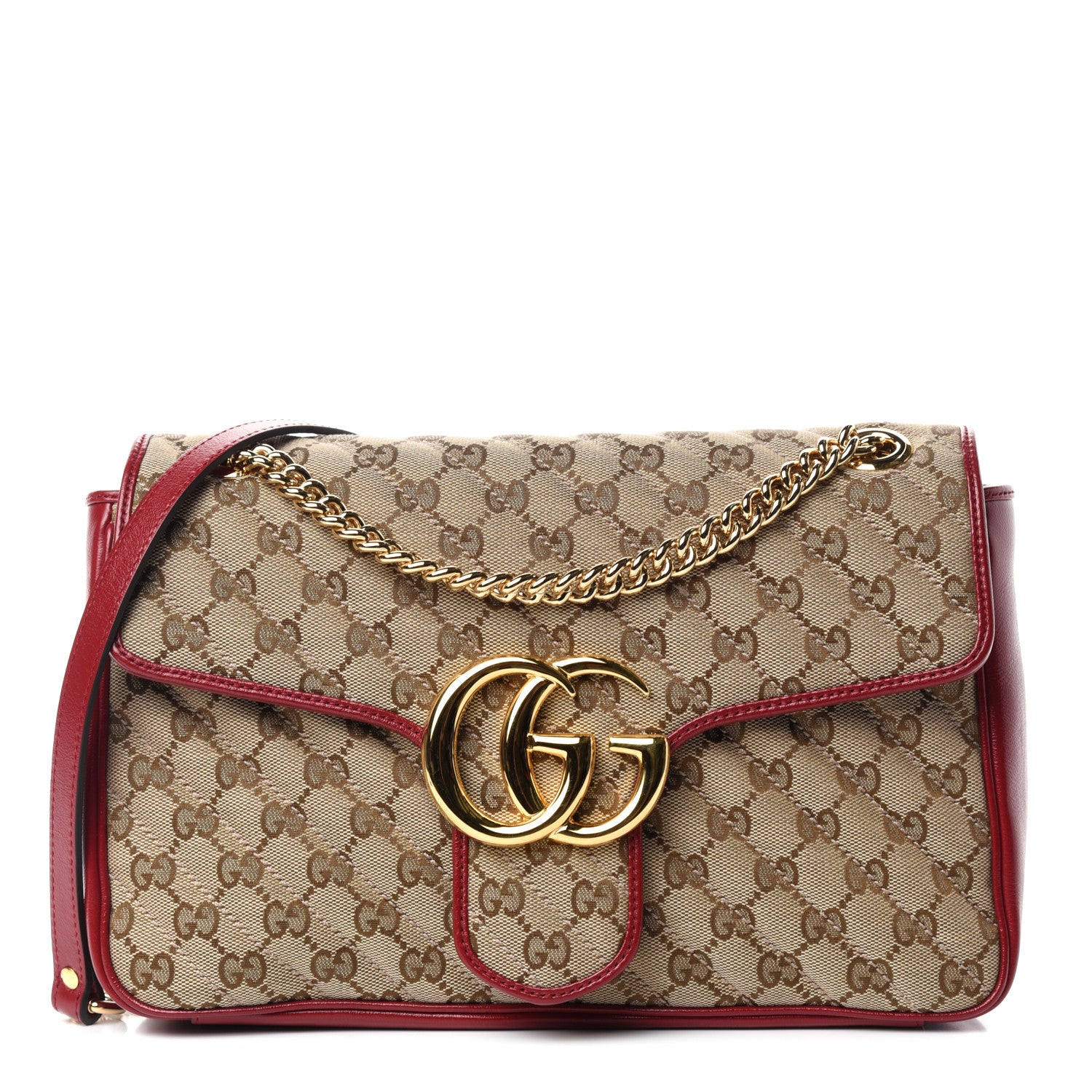 Gucci Monogram Azalea Calfskin Matelasse Diagonal Medium GG Marmont Shoulder Bag Beige Ebony New Cherry Red 1 of 10