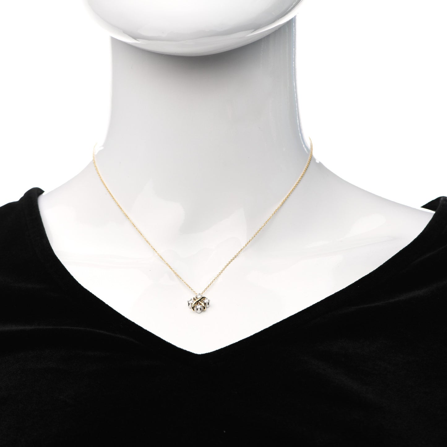 Platinum 18K Yellow Gold Diamond Schlumberger Lynn Pendant Necklace