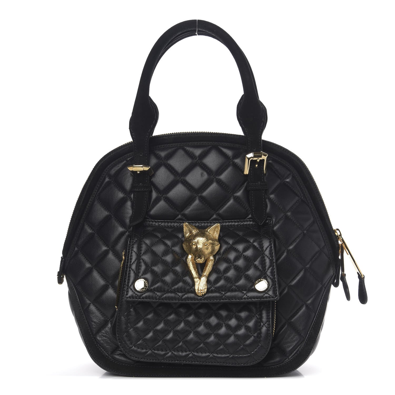 Burberry Prorsum Calfskin Quilted Country Animal Satchel Black 1 of 10