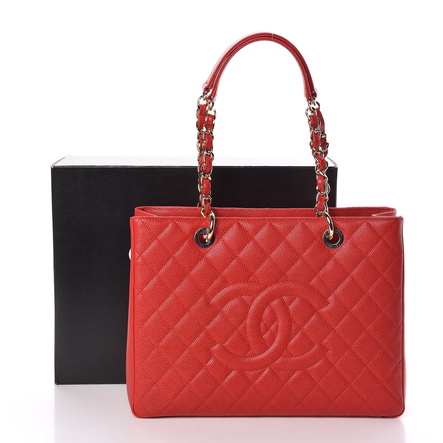Caviar Quilted Grand Shopping Tote GST Red