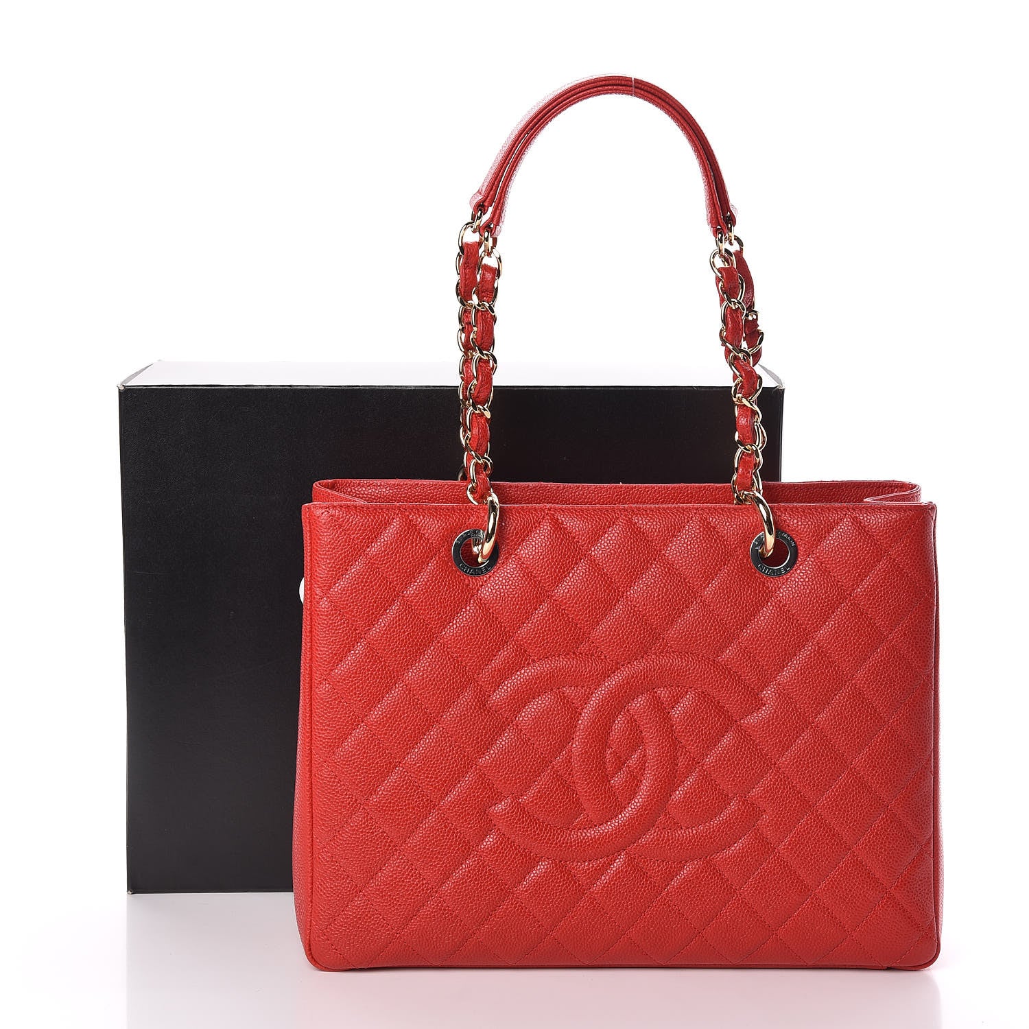 Chanel Caviar Quilted Grand Shopping Tote GST Red 11 of 11