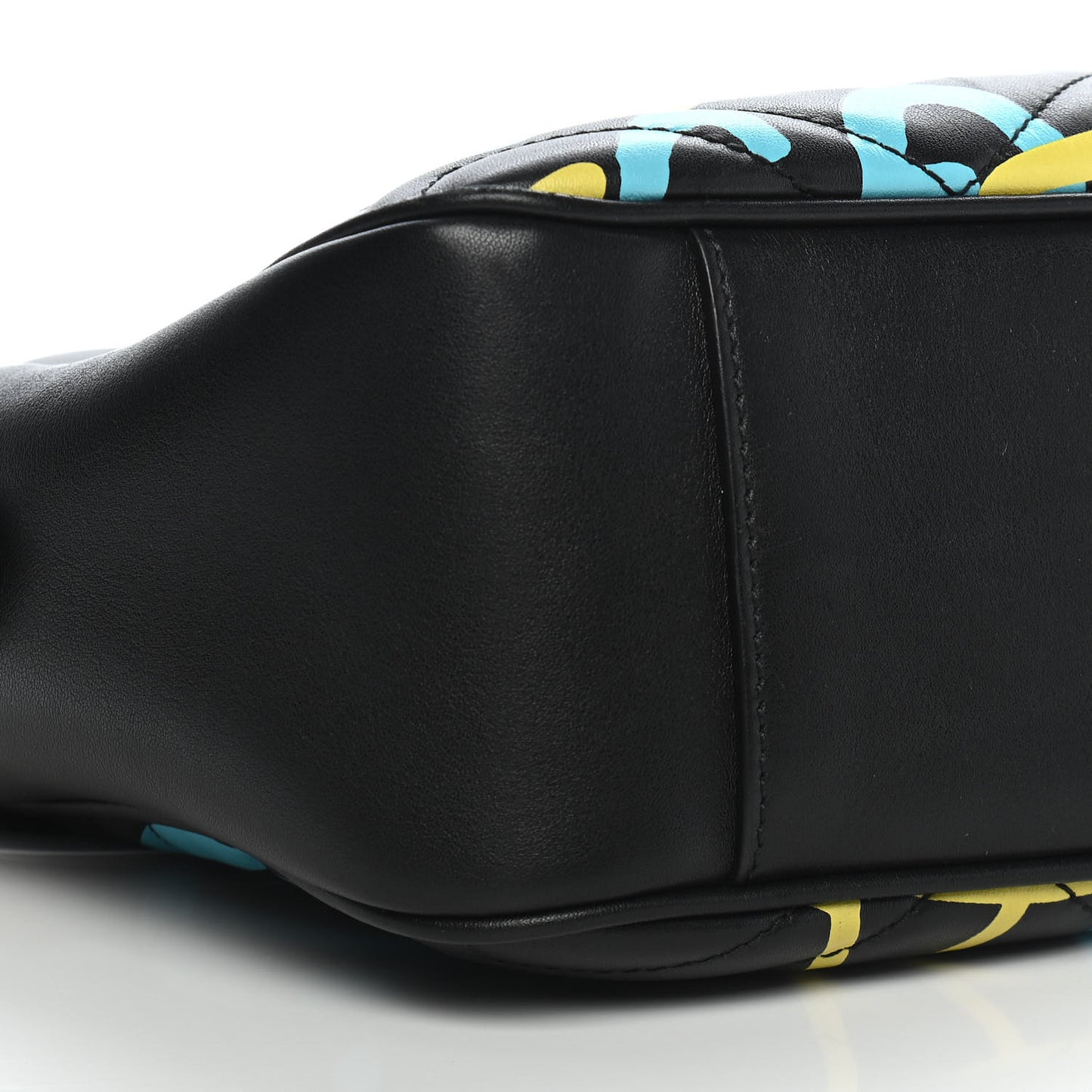 Calfskin Matelasse GucciGhost Medium GG Marmont Chain Shoulder Bag Black New Acquamarine