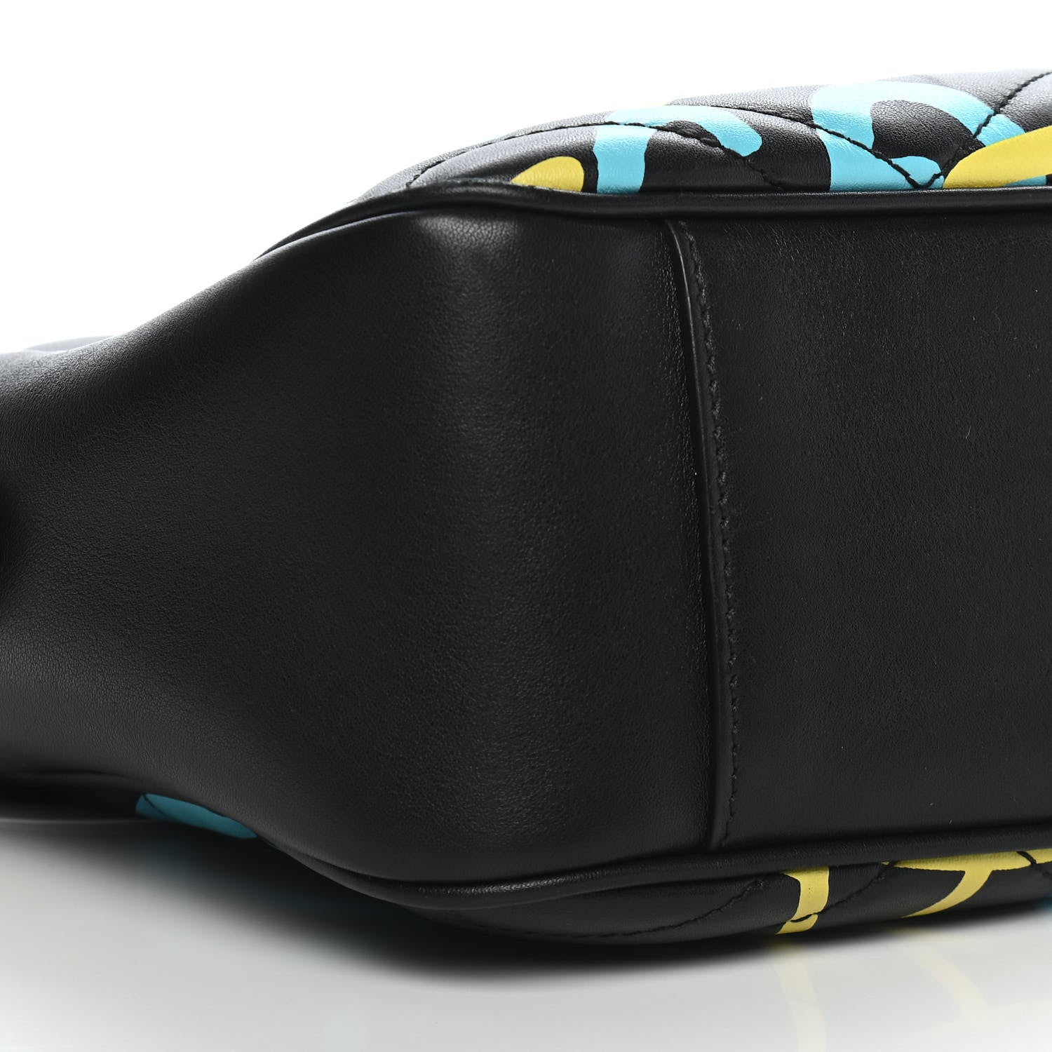Gucci Calfskin Matelasse GucciGhost Medium GG Marmont Chain Shoulder Bag Black New Acquamarine 8 of 9