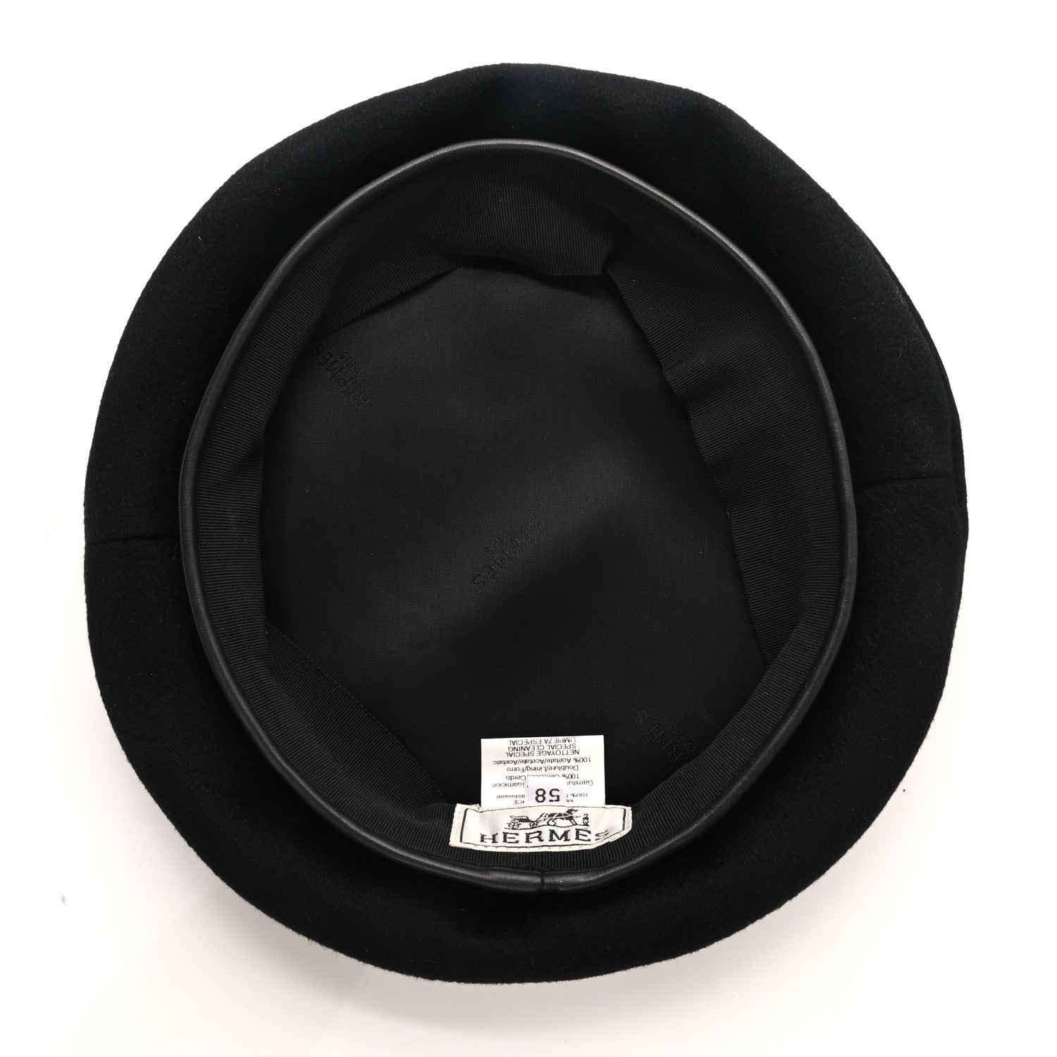 Hermes Cashmere Deerskin Beret 58 Black 7 of 8