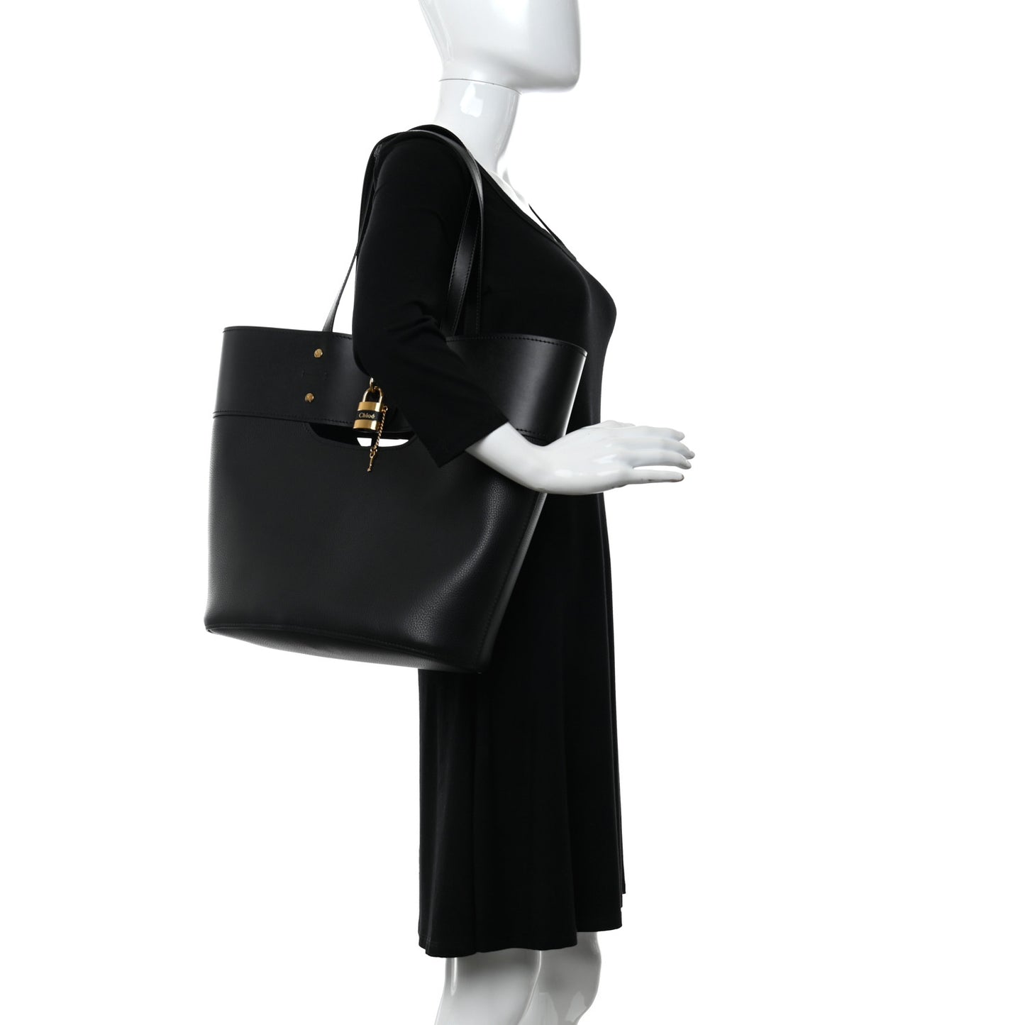 Smooth Grained Calfskin Medium Aby Tote Black