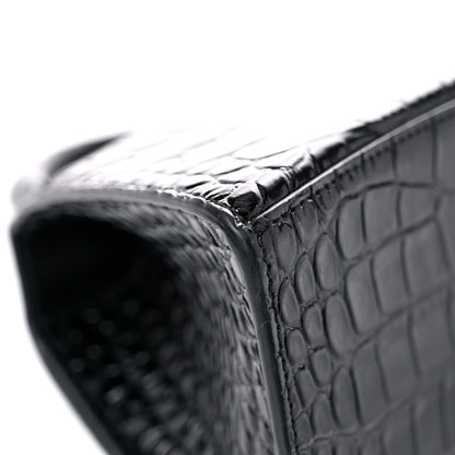 Balenciaga Shiny Calfskin Monochrome Crocodile Embossed Small Hourglass Top Handle Bag Black 10 of 19