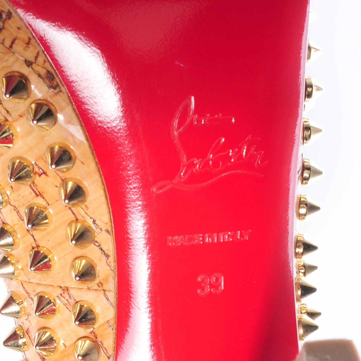 Christian Louboutin Shiny Cork Yolanda Spikes 120 Pumps 39 Natural 6 of 6