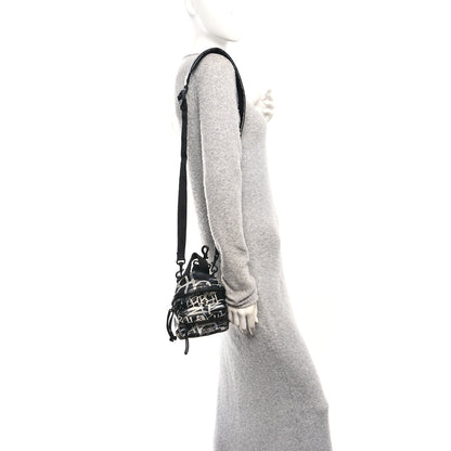 Balenciaga Agneau Arena Graffiti All Over Mini Explorer Crossbody Backpack  Black White 2 of 9
