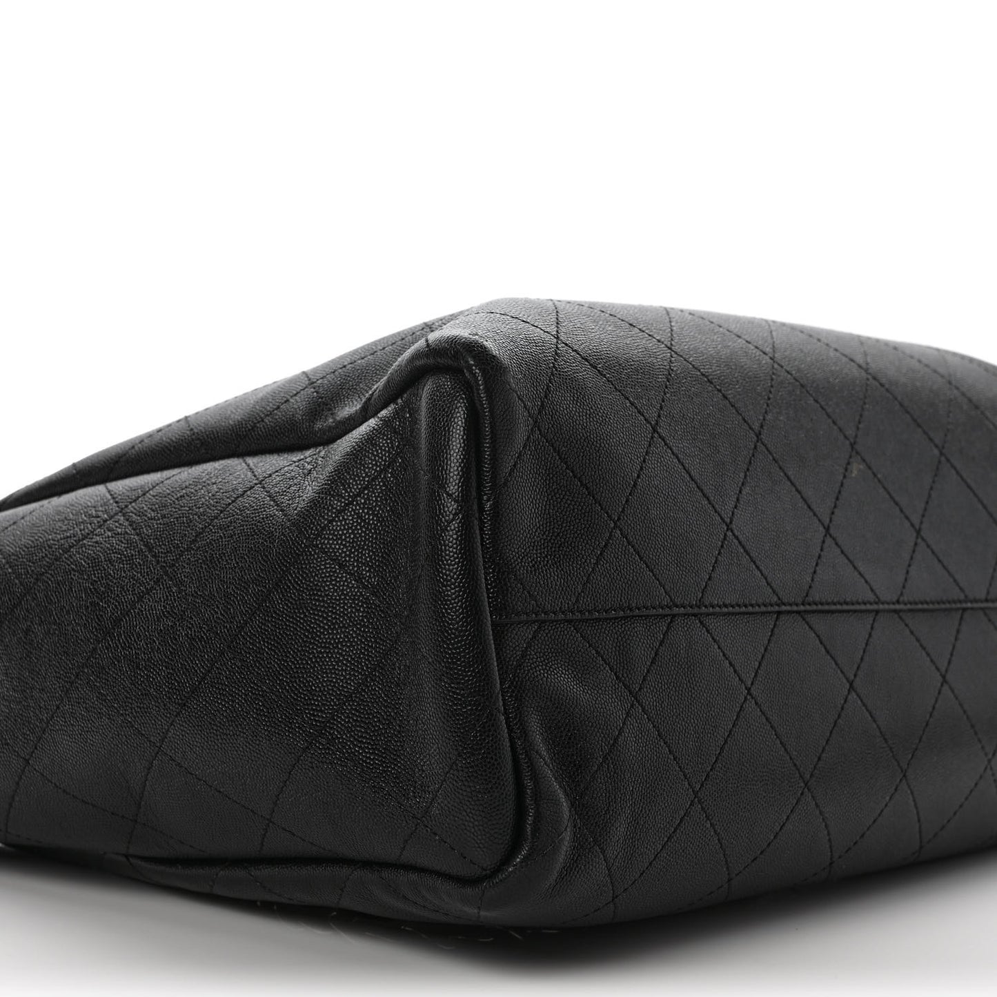 Caviar Stitched Large Shopping Tote Black