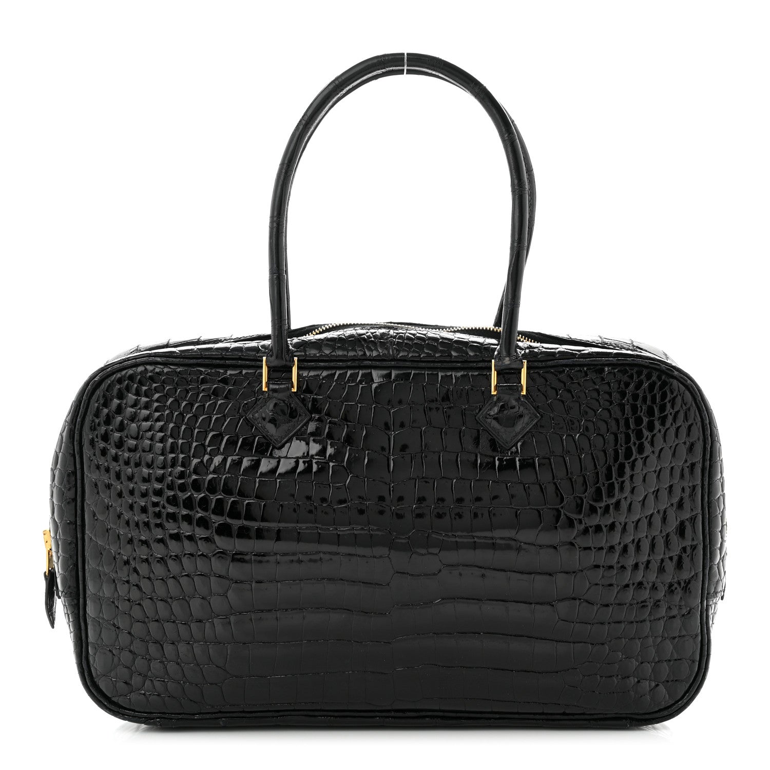 Hermes Shiny Porosus Crocodile Plume Elan 28 Black 1 of 9