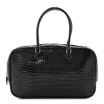 Hermes Shiny Porosus Crocodile Plume Elan 28 Black 1 of 9