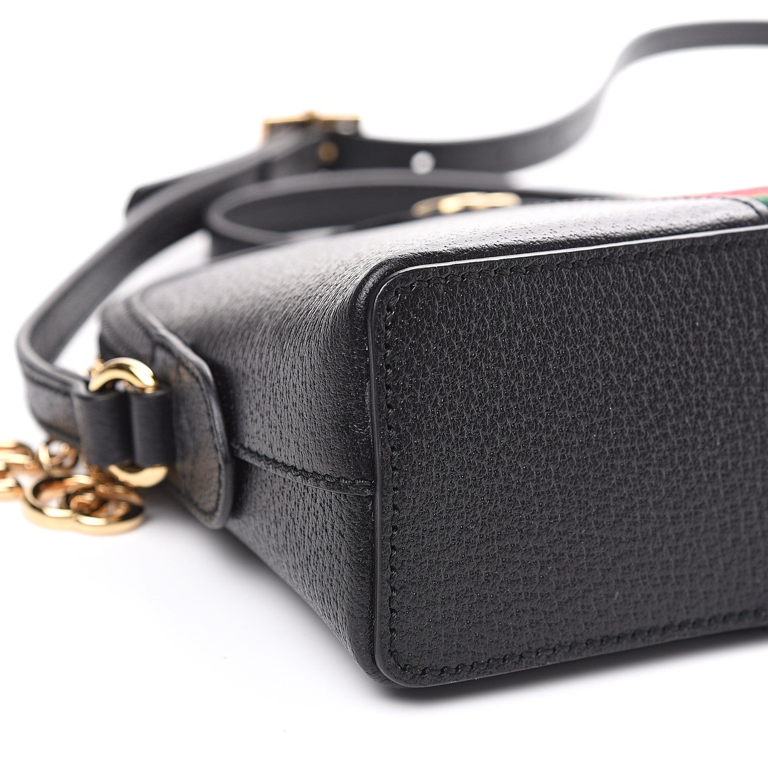 Gucci Calfskin GG Web Small Ophidia Dome Shoulder Bag Black 7 of 8