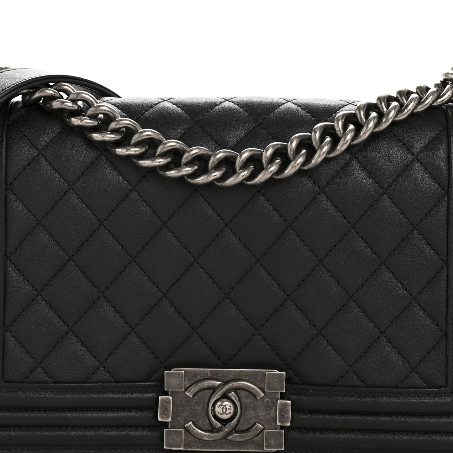 Calfskin Quilted Medium Boy Flap Black