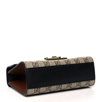 Gucci GG Supreme Monogram Calfskin Small Padlock Shoulder Bag Beige Black Cuir 3 of 17