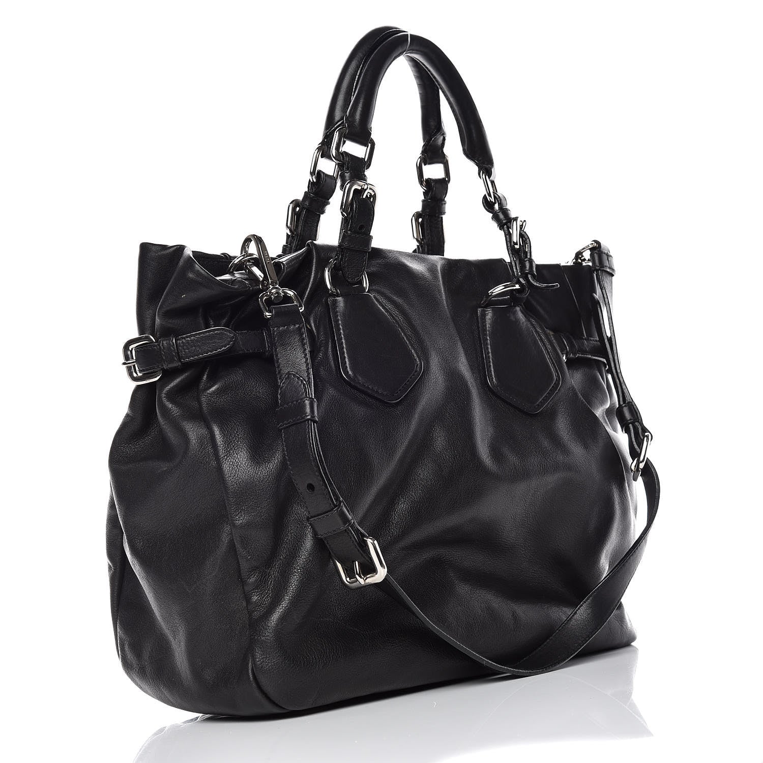Prada Soft Calf Tote Black 3 of 11
