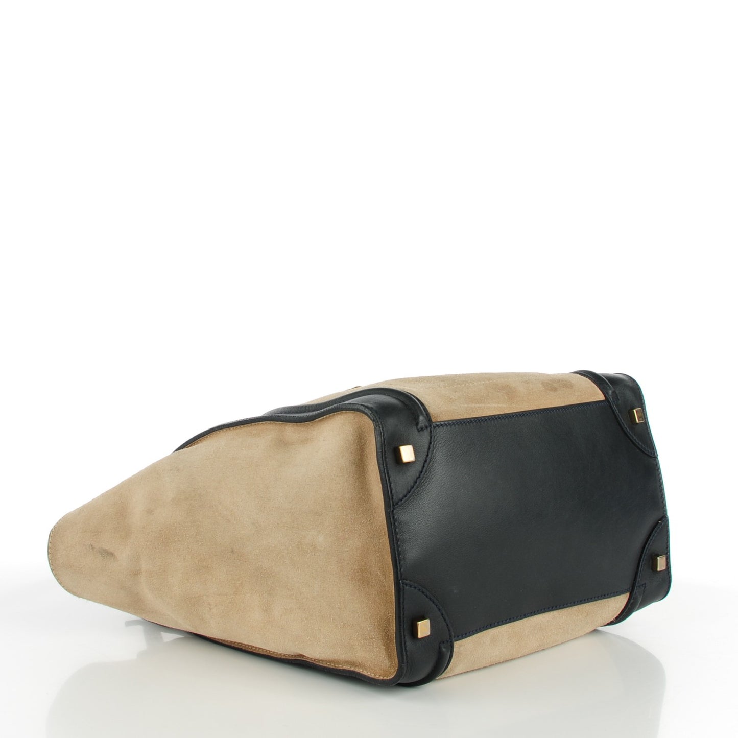 Smooth Calfskin Suede Mini Bi-Color Luggage Navy Dune