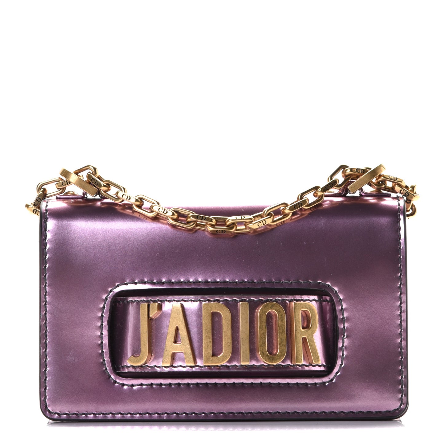 Metallic Calfskin J'Adior Mini Chain Flap Bag Pink