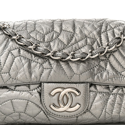 Chanel Vinyl Small Graphic Edge Flap Silver 9 of 11