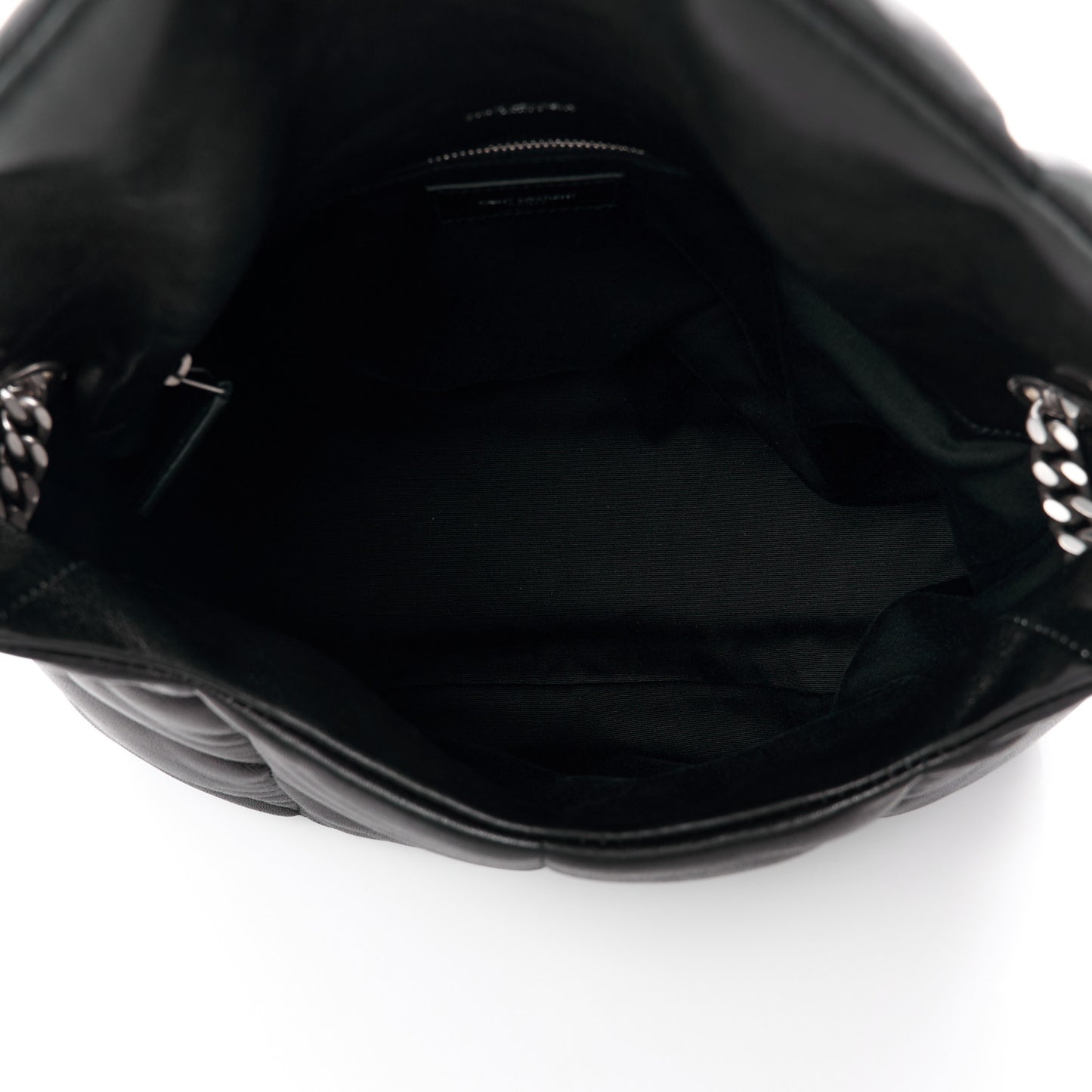 Lambskin Quilted Medium Loulou Puffer Monogram Chain Satchel Black