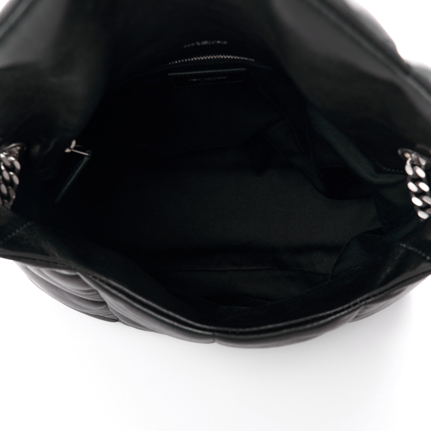 Saint Laurent Lambskin Quilted Medium Loulou Puffer Monogram Chain Satchel Black 5 of 11