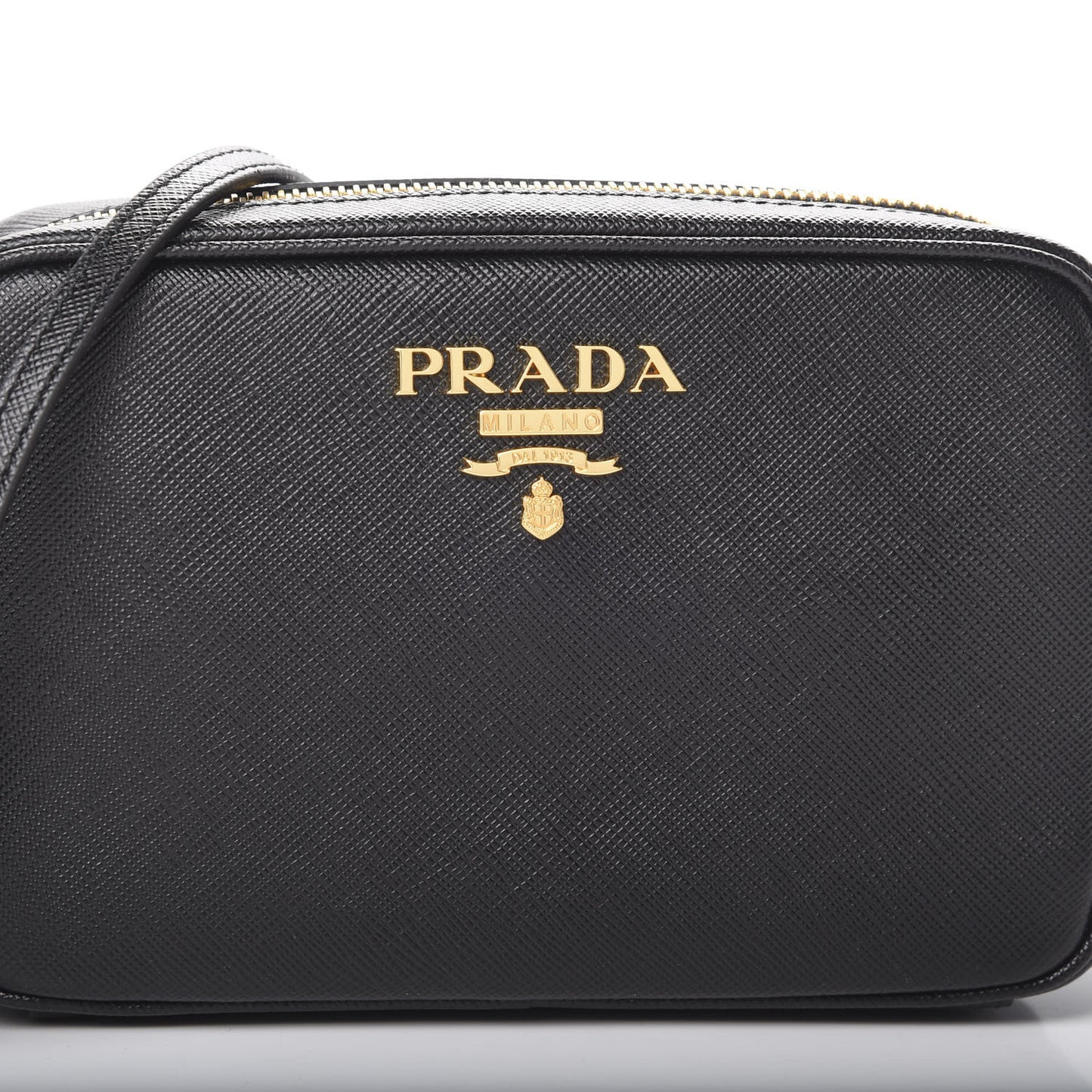Saffiano Lux Small Camera Crossbody Bag Black