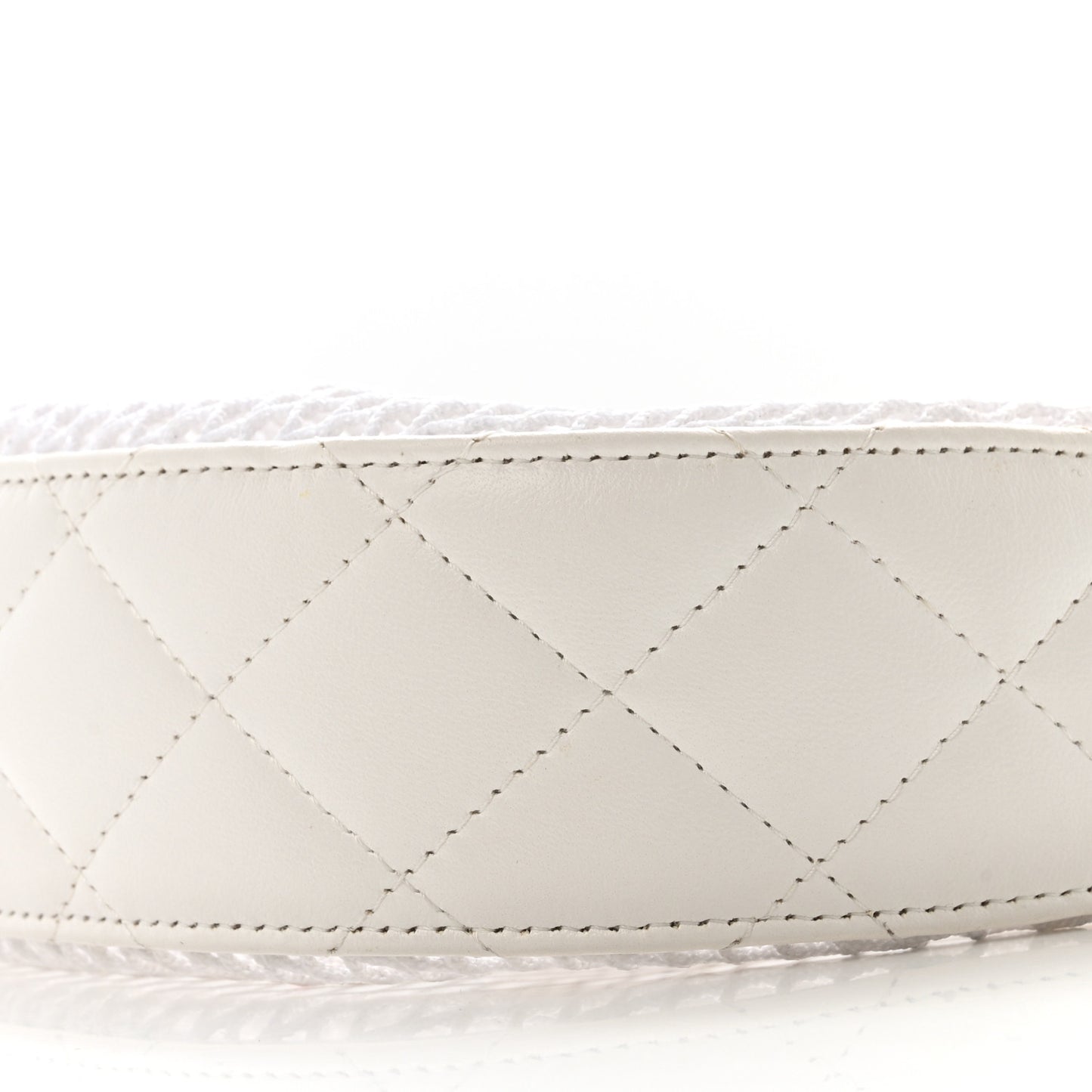 Mesh Shiny Lambskin Chain Hobo White