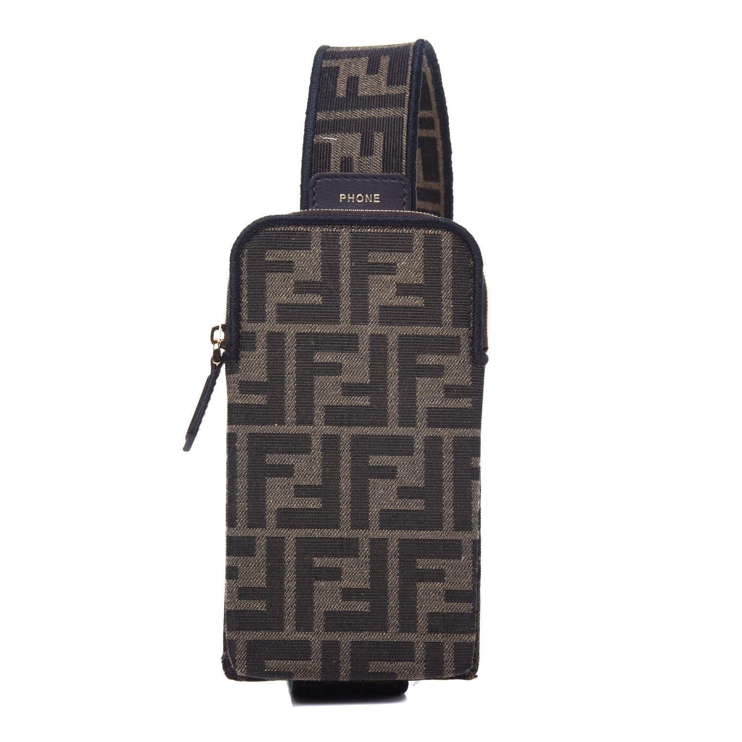 Fendi Fabric Jacquard FF 1974 Cell Pocket Strap You Tobacco Moro Black 1 of 11