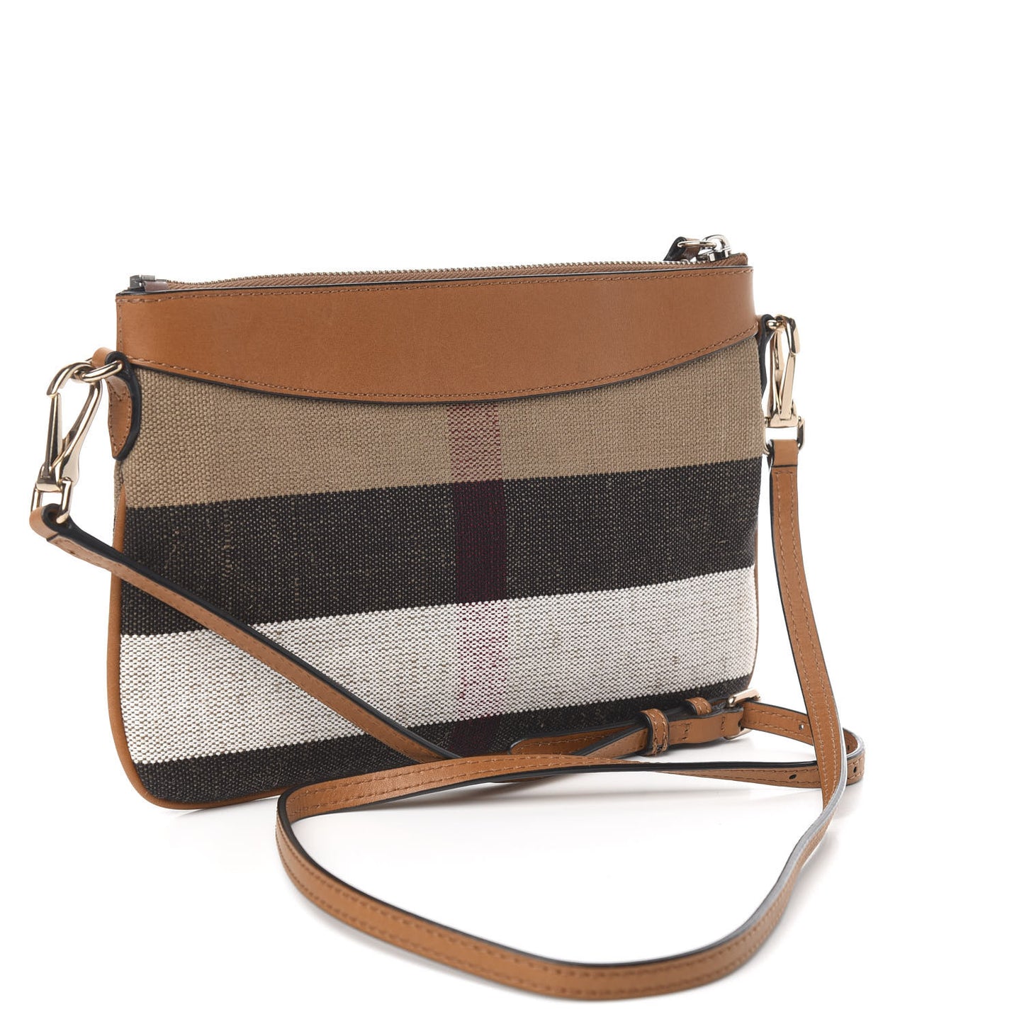 Mega Check Peyton Crossbody Clutch Bag Saddle Brown