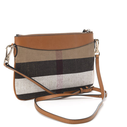 Burberry Mega Check Peyton Crossbody Clutch Bag Saddle Brown 3 of 11