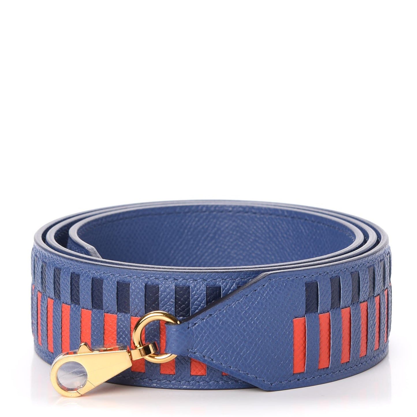 Epsom 40mm Tressage Shoulder Strap Bleu Brighton Capucine Bleu Saphir