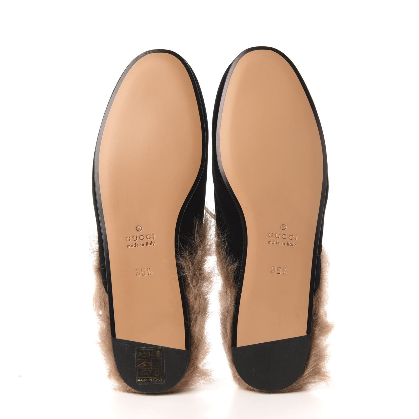 Velvet Fur Womens Princetown Slippers 35.5 Black