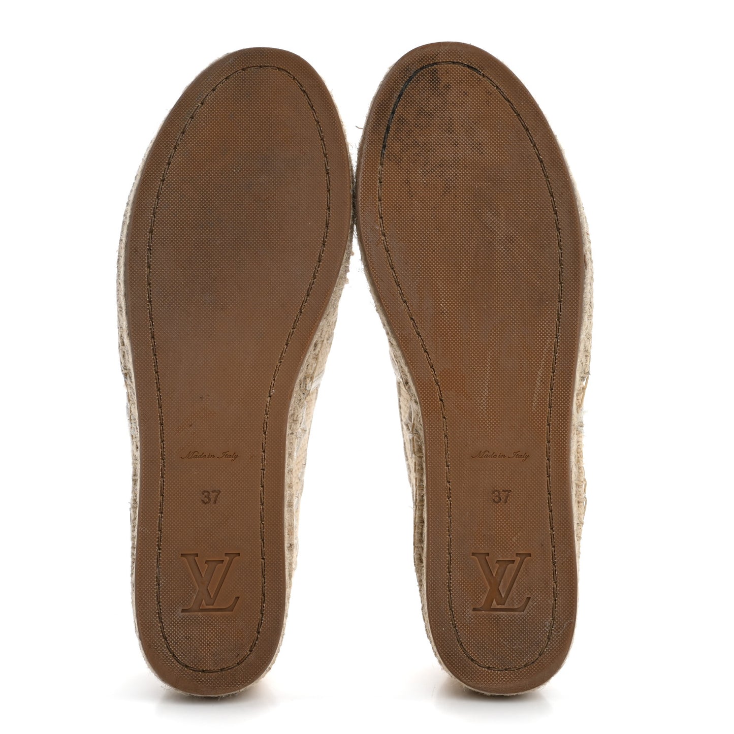 Canvas Monogram Starboard Espadrille Flats 37 Beige White