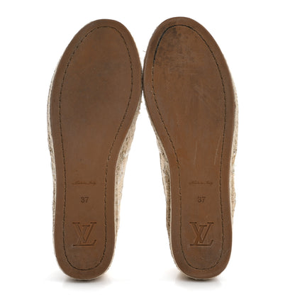 Louis Vuitton Canvas Monogram Starboard Espadrille Flats 37 Beige White 6 of 12