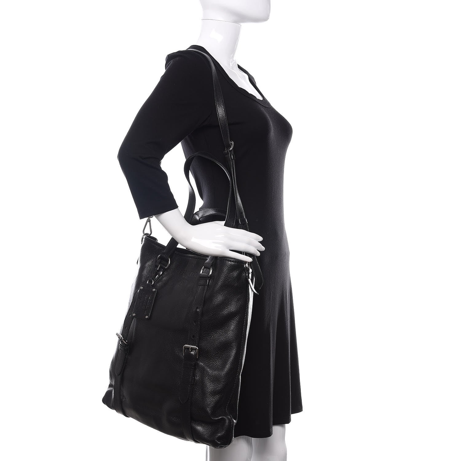 Prada Vitello Daino Tote Black 2 of 11