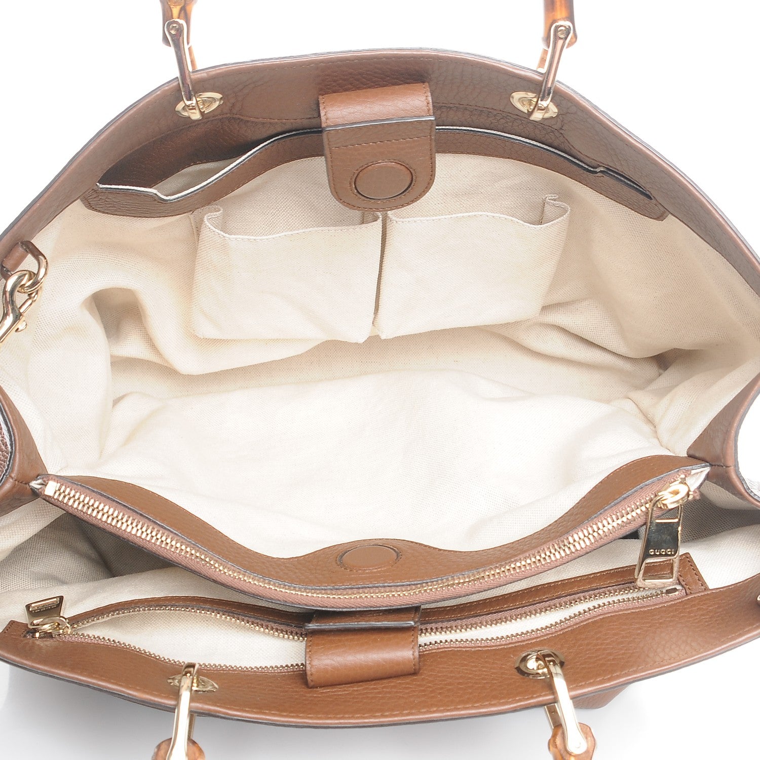 Gucci Cellarius Calfskin Large Bamboo Shopper Tote Acero 6 of 8