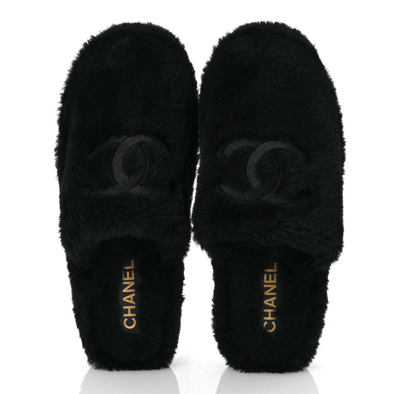 Chanel Shearling CC Flat Mules 41 Black 2 of 17
