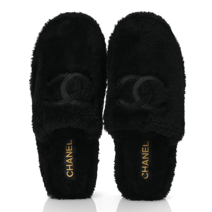 Chanel Shearling CC Flat Mules 41 Black 2 of 17