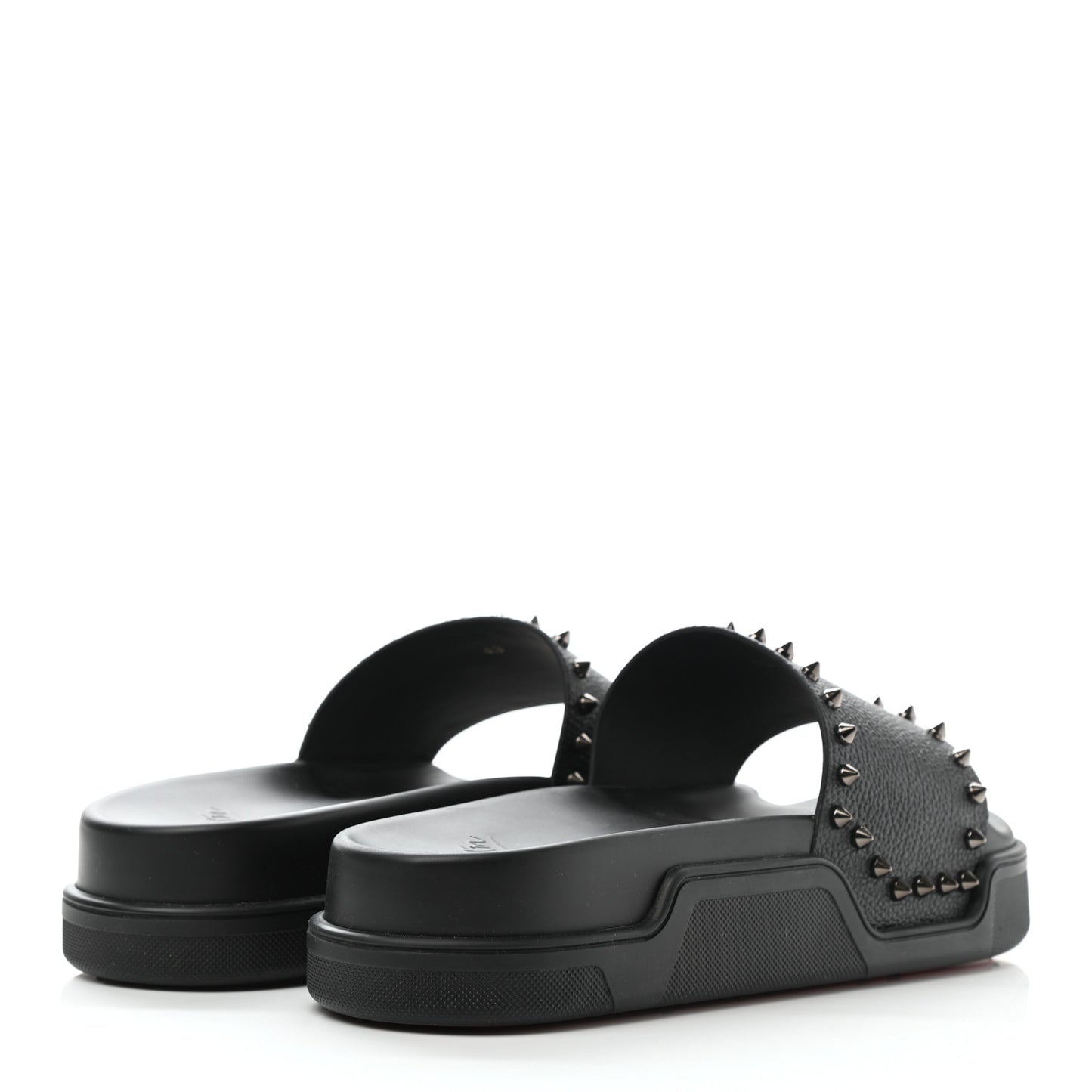 Calfskin Studded Pool Fun Platform Flat Slide Sandals 43 Black