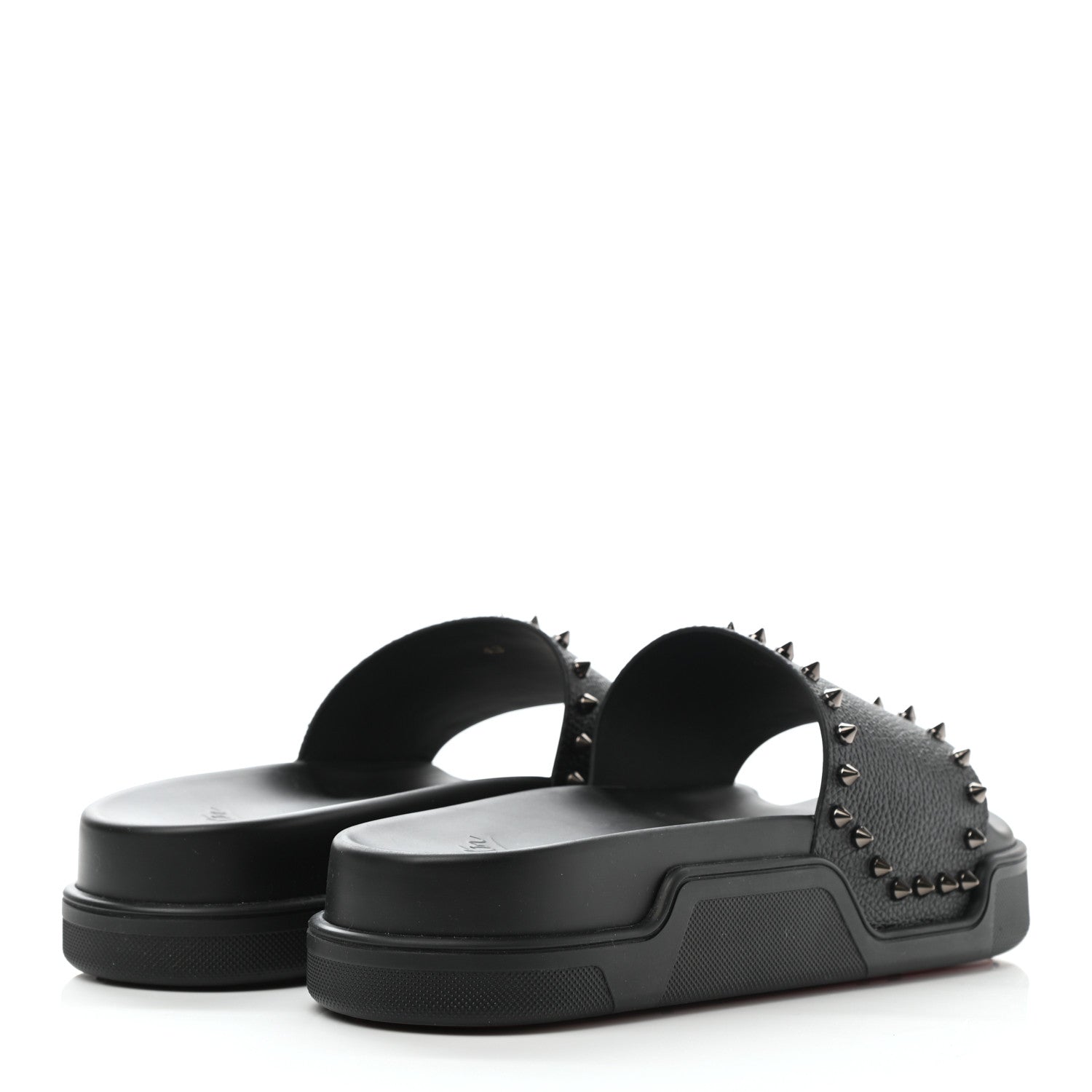 Christian Louboutin Calfskin Studded Pool Fun Platform Flat Slide Sandals 43 Black 4 of 10
