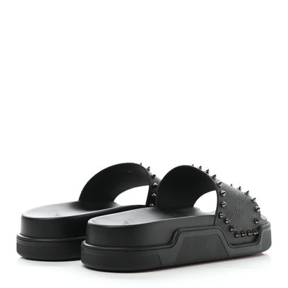 Christian Louboutin Calfskin Studded Pool Fun Platform Flat Slide Sandals 43 Black 4 of 10